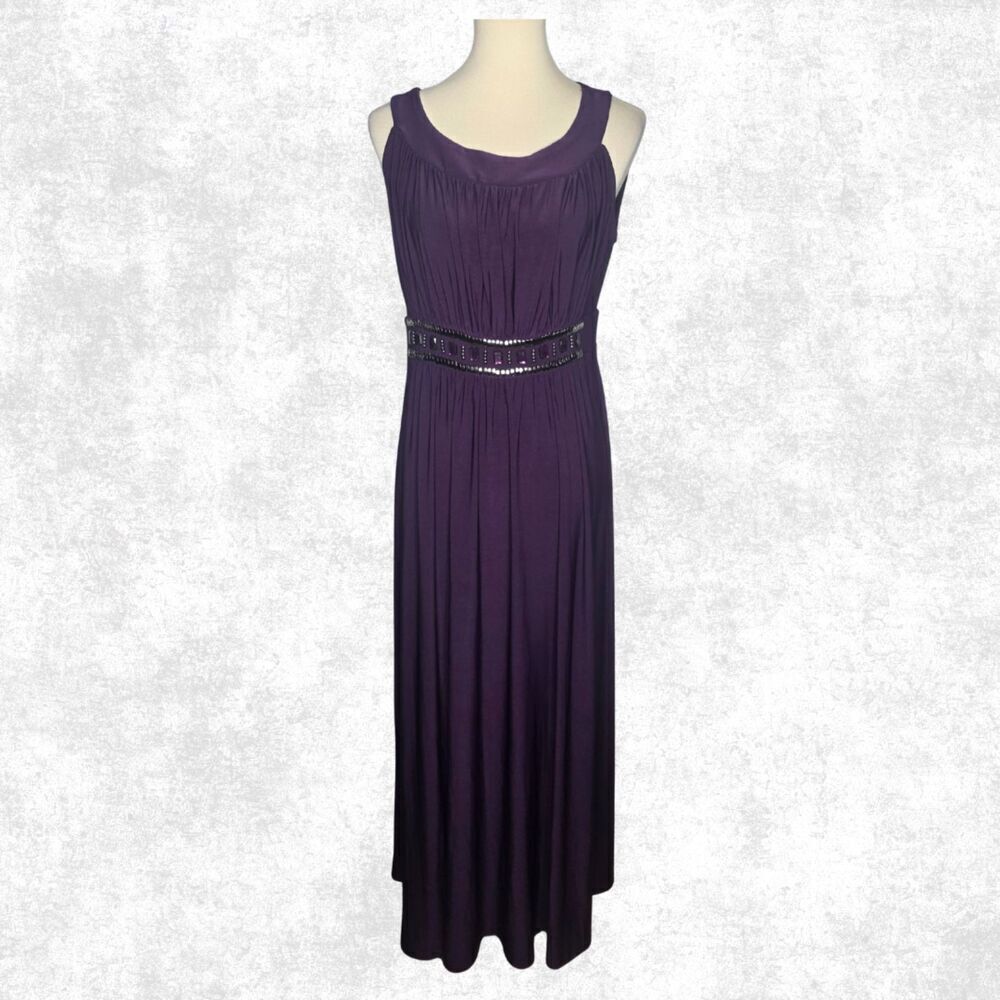 Haani Deep Purple Maxi Dress w/ Studded Waist – Glam Goth Sleeveless L